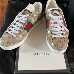 Gucci Canvas Gold Bee Sneakers